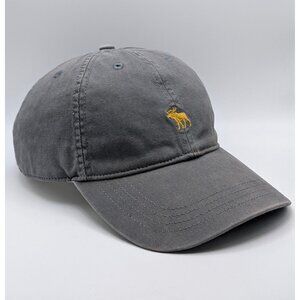 Abercrombie & Fitch Small Moose Logo Gray Strap Back Buckle Hat Preppy Y2K Grey